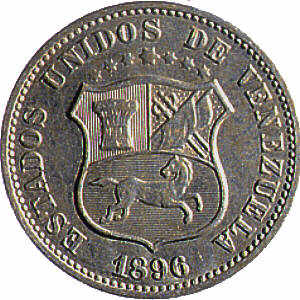 12 1/2 centimos (locha) 1896 anverso  Monedas de Venezuela